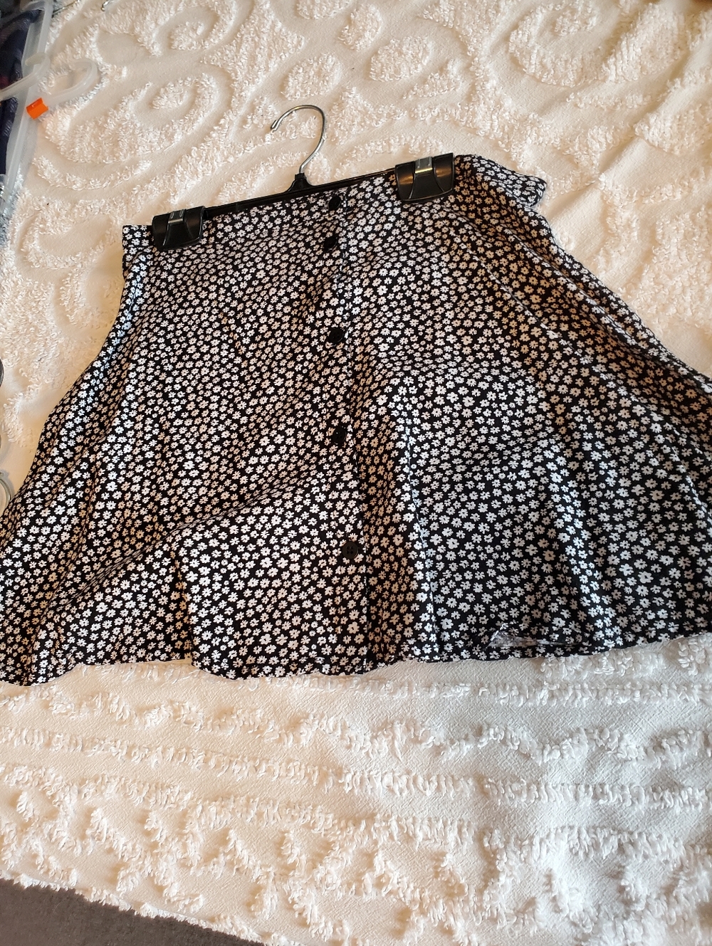 H&M Black and White Floral A-Line Skater Skirt